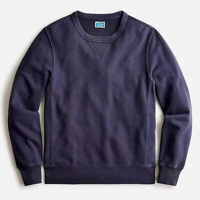 J.CREW Sweatshirt French Terry Navy Blue Solid Plain Classic Ribbed Crewneck NWT • $24.75