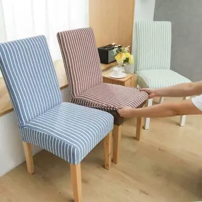 £3.99 • Buy Stripe Dining Chair Covers Washable Stretch Chair Slipcover Removable Cover