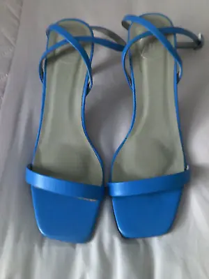 £5 • Buy Missguided - Blue Faux Leather Cross Ankle Buckle Up Stiletto Shoes Size 7