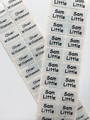 60 MINI Printed Name Labels/Tags IRON-ON School Tapes Soft Fabric For Garments • £7.99