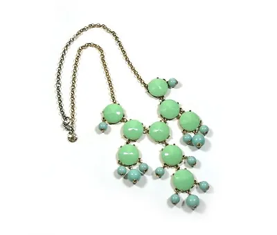 J Crew Signed Mint Green & Aqua Blue Bubble Necklace 23  Bib Style Baubles • $14.99