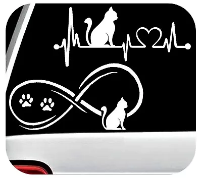 Cat Heartbeat Lifeline Infinity Decal Stickers | K1011-B1102 • $3.16