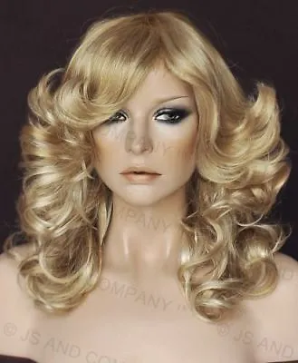 $79.95 • Buy Feathered Farrah Hair Do Blonde Mix Open Curls Layered Bangs Hair Piece 24/613