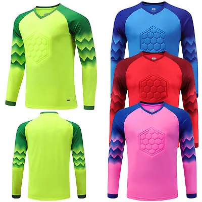 Men's Tee Top Long Sleeve Activewear Sponge Padded T-Shirt Goalkeeper Pullover • £9.59