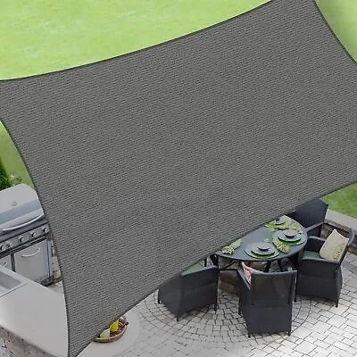 Sun Shade Sail Outdoor Yard Garden Pool UV Rectangle Grey Canopy Shelter Cover • $104.99