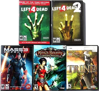 PC DVD Video Game Lot - Left 4 Dead 1 & 2 Mass Effect 3 King's Bounty Trine • $25