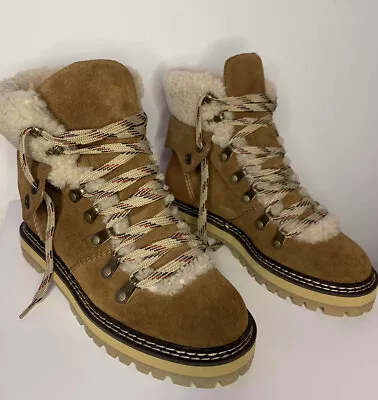 £149.99 • Buy See By Chloe Designer Eileen Shearling Suede Tan Hiking Boots 36 Uk 3 New