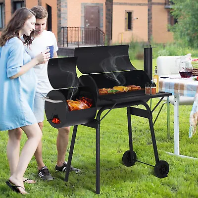 BBQ Grill Charcoal Barbecue Pit Outdoor Meat Cooker Smoker Tools Portable Black • $85.99