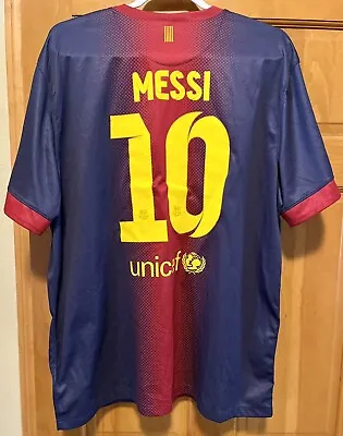 MENS FC BARCELONA 2012/2013 LIONEL MESSI #10 FOOTBALL SOCCER SHIRT JERSEY Sz-XXL • $89.95