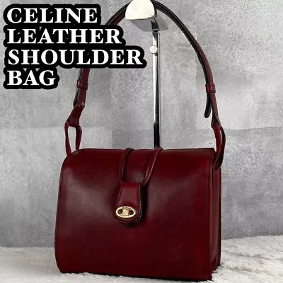 Vintage Old CELINE Leather Handbag Shoulder Bag Triomphe Bordeaux • $218