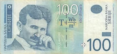 Serbia  100  Dinara  2013  Series  A C  N. Tesla  Circulated Banknote QZ36 • $4.50