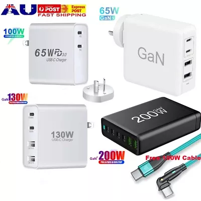 200W GaN USB A+C Fast Wall Charger 100W 65W Power Adapter For IPhone Tablet PD • $29.99