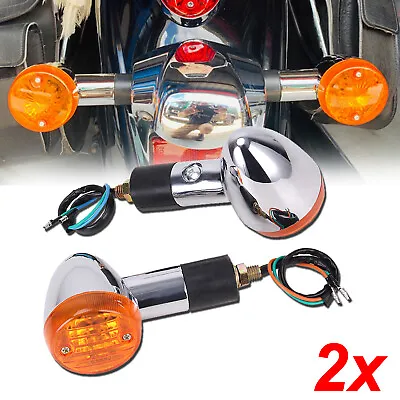 2x Amber Turn Signal Lights For Suzuki Boulevard C109R C50 C90 S 40 50 Chome • $14.05