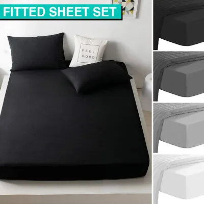 $12.65 • Buy Ultra Soft Fitted Sheet Set Pillowcase King Single/Double/Queen/King Bed Cotton