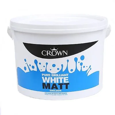 Crown Matt Emulsion Pure Brilliant White Wall & Ceiling Paint 7.5L • £19.89