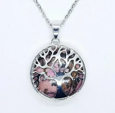 £4.39 • Buy Healing Quartz Tree Of Life Gemstone Round Pendant Chain Necklace Chakra Anxiety