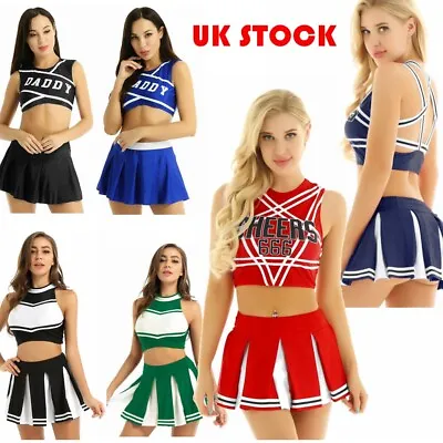 UK Women Sexy Cheerleading Costume Suit Crop Top With Mini Skirt Musical Uniform • £5.63