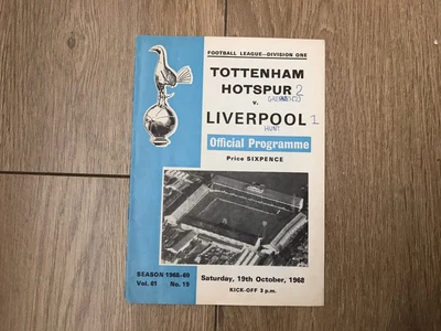 £0.05 • Buy Football Programme: Tottenham Hotspur V Liverpool.  19/10/1968. Division One