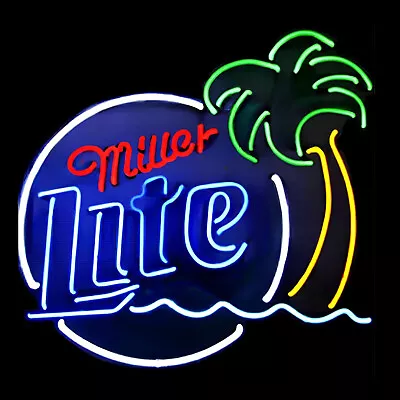 Neon Light Sign Lamp For Miller Lite Beer 20 X16  Miller Time Palm Tree Bar Open • $109.98