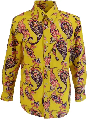 Mens 70s Yellow Psychedelic Paisley Shirt • £37.99