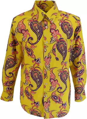 Mens 70s Yellow Psychedelic Paisley Shirt • £39.99