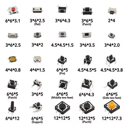 Micro Switch Push Tact Button ON/OFF Touch Button Switch Assortment Kits US • $10.41