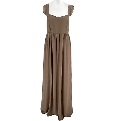 Show Me Your Mumu June Maxi Dress Chiffon Neutral Dune Brown Bridesmaid Sz XL • $49.94