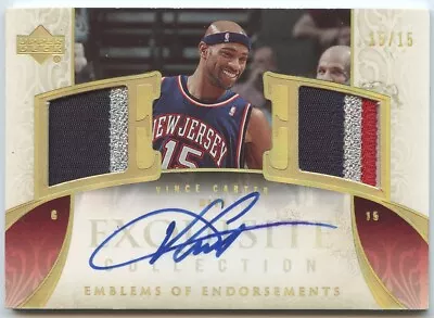 Vince Carter 2006 UD Exquisite Emblems Of Endorsements Dual Patch Auto # 15/15 • $3999