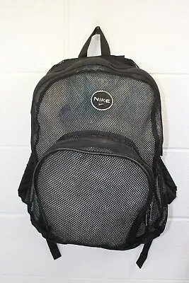 GENUINE Nike ALL MESH C Thru Netted Backpack Black School Gym Work See Through! • $17.97