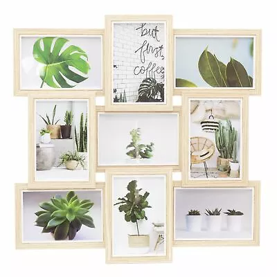 £18.99 • Buy 9 Multi Aperture Layered Photo Frame | Wall Mounted Wooden Picture Frame - 44cm
