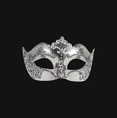 Mask Venice Colombine Silver White Mother-of-Pearl Pink Authentic Venetian 259 • $41.65