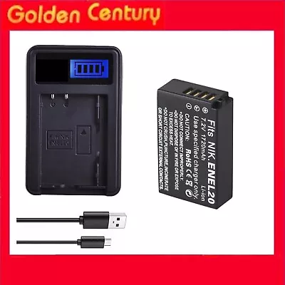 1720mAh Battery + USB Charger For Nikon EN-EL20 ENEL20 1 AW1 DK24-500 F/2.8-5.6 • $39.95