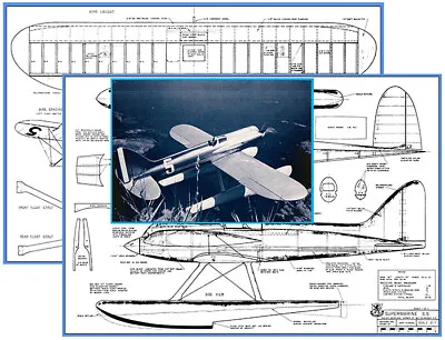 Model Airplane Plans (RC): Supermarine S.5 Racer 1/8 Scale 40  Seaplane .15-.25 • $30.84