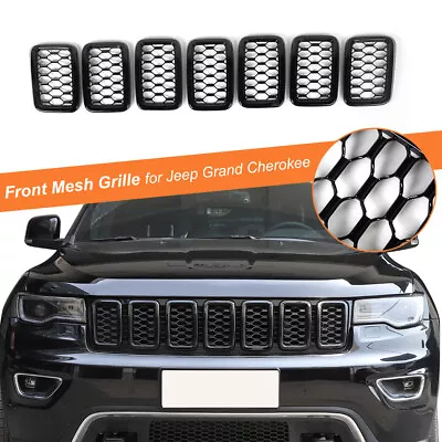 7pcs Black Front Grille Insert Mesh Cover Trim For Jeep Grand Cherokee 2017-2020 • $65.99