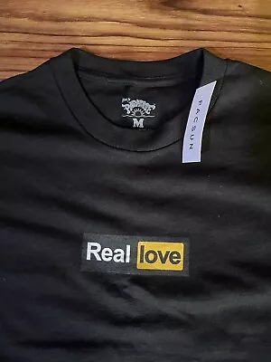 New Sz M Made In Paradise Graphic 'Real Love' Black Yellow Unisex T-Shirt Pacsun • $23.99