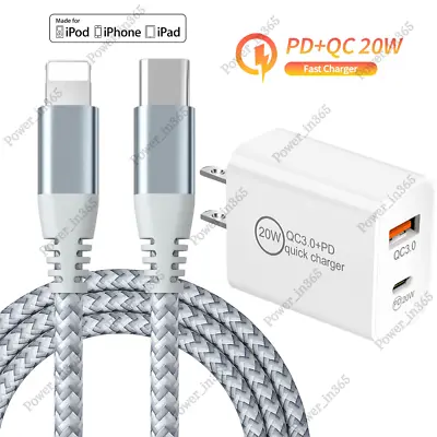 For IPhone 14 13 12 11 Pro Max XS X XR 8 IPad 20W QC PD Fast Charger USB C Cable • $8.49