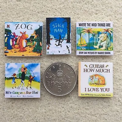 SET Of FIVE DOLLS HOUSE MINIATURE CHILDRENS BOOKS Handmade 1:12th Scale • £3.75