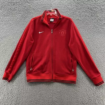 Manchester United Jacket Men Large Red On Red Nike Track Full Zip Soccer Futbol • $39.90