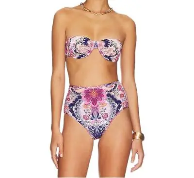 Zimmermann Laurel Ruched Underwire Bra | Balconette Bikini Top Pink/Purple • $114.99