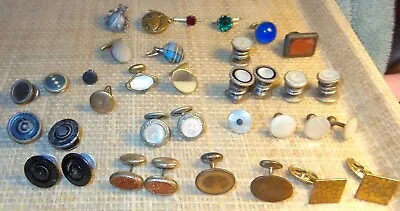 Big Mixed Lot Vintage Cufflinks  Or Button Fillers Or?? 1 Pair Possibly Masonic • $29.95