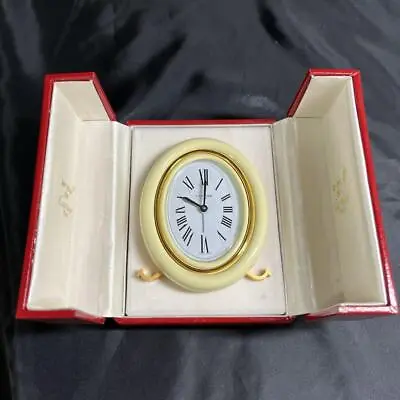 CARTIER Quartz Clock Yellow Oval As-is Condition UNUSED With Case • $1027.88
