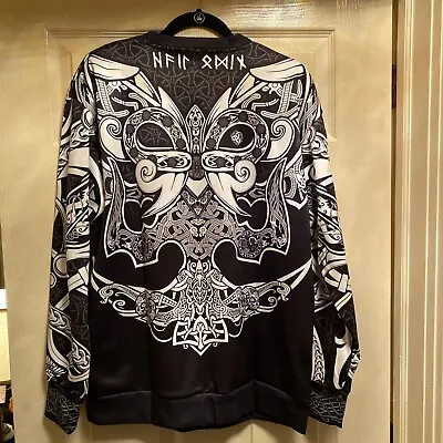 Muninn Men's Unisex Sweatshirt Sweater Norse Viking Ravens & Runes USA Made NWT • $69.95