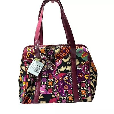 NWT Vera Bradley Suzani Frame Satchel Burgundy Multi-Patterned Double Strap Bag • $52