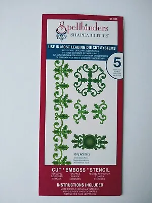 £6.95 • Buy Spellbinders Shapeabilities Die Set  Holly Accent  5 Dies  Cut Emboss Stencil