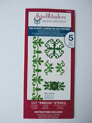 £6.95 • Buy Spellbinders Shapeabilities Die Set  Holly Accent  5 Dies  Cut Emboss Stencil