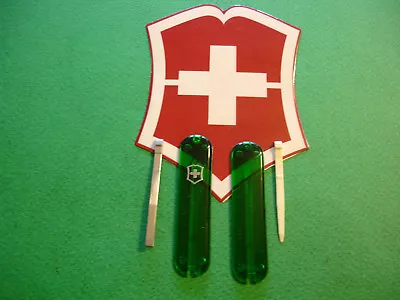 NEW GENUINE VICTORINOX 58mm TRANSLUCENT EMERALD GREEN SCALES + TOOTHPICK TWEEZER • $17.77