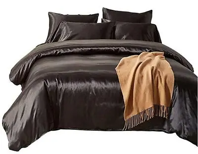 Bedroom Quilt Cover Bedding Set - Satin Silk Silky Microfiber Duvet Cover Set • $25.96