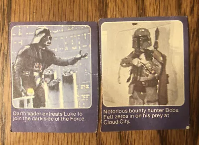 Vintage Dixie Cup Story Cards Star Wars Empire Strikes Back  1981 2 Cards!! • $15