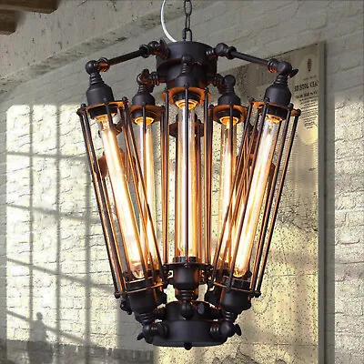 Industrial Chandelier Vintage Steampunk Pendant Light Lamp Loft Ceiling Fixture • $95.88