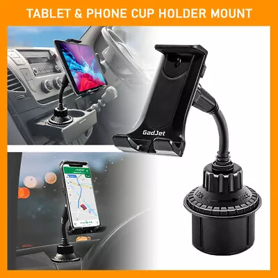 Tablet & Phone Car Cup Holder Lock In Place Universal 360 Rotation Adjustable UK • £8.99